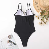 2026 Black Swimsuit One Piece Push Up Swimwear Women Solid Bathing Suit Female Padded Swimming Summer Beachwear Bodysuit