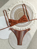 2026 Sexy Printed High Leg Cut Crochet Bikini Female Swimsuit Women Swimwear Two-pieces Bikini Set Bather Bathing Suit Swim Lady