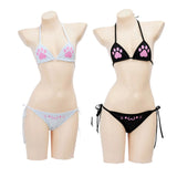 Japanese Anime Kawaii Cat Paw Micro Bikini Set for Women Girl Bandage Backless Mini Swimsuit Underwear Lingerie Bathing Suit