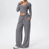 3 Pcs Women's Seamless Yoga Set Sports Fitness Gym Slim-Fit Long Sleeve & Tank Top Suits Workout Running Training Sets