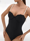 2026 Strappy Swimsuit One Piece Sexy Push Up Solid Swimwear Women Bathers Bathing Swimming Swim Suit Beachwear Summer XL