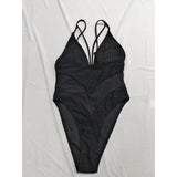 S - XXL 5 Colors V Neck Mesh Sheer Women Swimwear One Piece Swimsuit Female High Leg Cut Monokini Bather Bathing Suit Swim V6168
