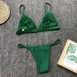 New Sexy Padded Brazilian Bikini Women Swimwear Female Swimsuit Two-Pieces Bikini Set Solid Bather Bathing Suit Swim Lady V64A