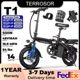 1Year Warranty 500W Adult Electric Bike 20MPH 48V10.4Ah with Dual Disc Brake 14 Inches Folding Electric Bike 22 Mile Range