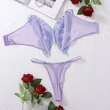Toucheart Sexy Ultra Thin Perspective Underwear Set For Women Sexy Bra 2 Piece Set Butterfly Hollow Out Sexy Lingerie Set New