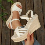 Women's High Heel Sandals Summer Fashion Easiest for Match Thick Heel Thick Sole Waterproof Platform Fish Mouth Roman Sandals