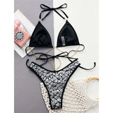 New Bling Sequins Halter Metal Chains Bikini Women Swimwear Female Swimsuit Two-pieces Bikini set Bather Bathing Suit Swim K4865