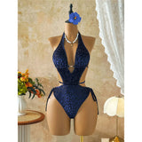 XS - L Deep V Neck Leopard Halter Women Swimwear Cut Out Wrap Around Bather Bathing Suit Swim One Piece Swimsuit Female K8077