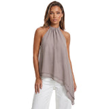 Women's Summer Solid Color/Dot Print Halter Tops Stylish Layered Asymmetrical Handkerchief HemSleeveless Vest