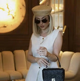 Women's Sleeveless Knit Top With Metal Buttons White Sleeveless Button Down Vest And Maxi Skirt Two Piece Set For Women S7XY