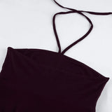 Phantasy Fashion Halter Crop top Fashion Brown Tank Top Women Sexy Split Camisole Lady Night Out Streetwear 2026 Summer Clothing