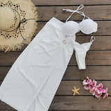Sexy Shell Bikini Set With Skirt Women Two-Pieces Swimsuit 2024 New High Fork Skirt Set Biquini Swimwear For Girl Clothing