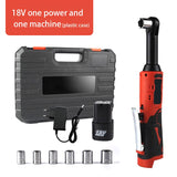 Extended 18V Electric Ratchet Cordless 90 Degree Right Angle Torque Lithium-Ion Wrench Auto Repair Tool Set