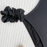 Sexy Ruffled Edge Push Up Swimwear Woman One Piece Swimsuits Cut Out Monokini Bathing Suit Swimming Suit Underwire Bathers Swim