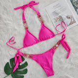 Halter Brazilian Rhintstones Diamond Bikini Women Swimsuit Female Swimwear Two Pieces Bikini Set Scrunch Butt Bathing Suit Swim