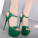 Women's High-Heeled Sandals 15cm Super High Heels Thin Heels Waterproof Platform One-Button Strap Sexy Women's Shoes 2026