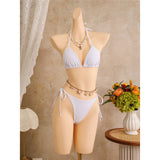 With Floral Dress Printed Halter Bikini Female Swimsuit Women Swimwear Three-pieces Bikini set Bather Bathing Suit Swim V8204