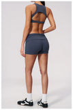 Tight Yoga Clothes Women Speed Drying Shock-absorbing Sports Vest Fitness Suits Outwear Gym Flip Waist Shorts Workout Clothes