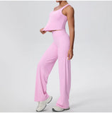 2PCS Yoga Set Women Tracksuit Nude Feeling Workout Sets Gym Clothes Push Up Fitness Running Sportswear Sport Straight tank suit