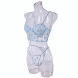 Toucheart Sexy Lingerie Mesh Embroidered Flowers Underwire Fishbone Sexy Floral Transparent Lace Underwear Sexy Lingerie Suit