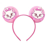 Kawaii Disney Mickey Mouse Ears Headbands For Girls Marie Cat Hairbands Headwear Adults Women Sequined 5" Bows Hair Accessories