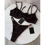 New Fashion Women Sexy Underwire Padded Swimsuit Bead Decor Lace-up Backless Micro Bikini Beachwear Push Up Low Waist Swimwear