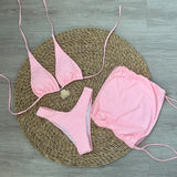 3 Pieces Bikini 2025 Sexy Women Swimsuit Swimwear Female Solid Bandage Skirt Bikini Set Biquini Bathing Suit Swimming Suit