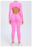 Women Sportwear Yoga Jumpsuit Zip Long Sleeve Back Open Outfit Fitness Tracksuit Tight One-piece Gym Overalls Sports Bodysuit