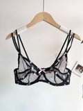 French Style Lace Underwear Set | Sexy Dotted Mesh Bra & Thong for Large Bust, Ultra Thin Slimming Anti Sag Lingerie MOYISU S-XL