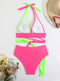 Sexy Halter Bikini 2026 Criss Cross Solid Swimsuit High Waist Swimwear Female Bathers Bathing Swimming Suit Padded Beachwear