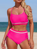 2026 Drawstring Strappy Bikinis Padded Swimsuit Women High Waist Swimwear Female Bathers Bathing Swimming Swim Suit Beachwear