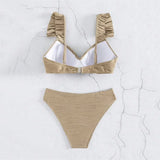 Bra Cup Bikinis 2025 Swimsuit Women Wrinkled Swimwear Two Pieces Bikini Set Push Up Female Beach Wear Pool Bather Swimming Suit