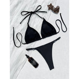 2026 Sexy Halter Bikini Female Swimsuit Women Swimwear Two-Pieces Bikini Set High Cut Leg Padded Bather Bathing Suit Swim V8271
