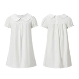 Women Casual White Mini Dress Short Sleeve Doll Collar Loose Shirt Dress 2026 Summer Retro Streetwear