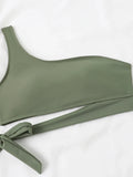 One Shoulder Bikini Set Sexy 2025 Swimsuit Women Solid Padded Swimwear Female Bathers Bathing Swimming Swim Suit Beachwear