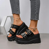 Women Sandals Metal Buckle Platform Sandals Women  Summer Woman Plus Size High Heeled