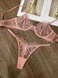 Toucheart Erotic Lingerie Panty 2PCS Thin Model See-through Lace Big Breasts Appear Smaller and Prevent Sagging Delicate Bra Set