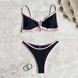 Sexy Black Bikinis Sets Pink Edge Swimwear V Neck Swimsuit Woman 2026 Micro Thong High Cut Bathing Suit Bikinis De Mujer Biquini