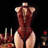 Blue Open Cross Women Body Suit Crotchless Sexy Temptation Adult Erotic Lingerie Pajamas Lace Sex Bodysuit V-neck Hot Underwear