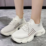 Casual Solid Thick Platform Sneakers for Women Spring 2025 Autumn Breathable Mesh Sports Shoes Woman Outdoor Lace Up Mujer