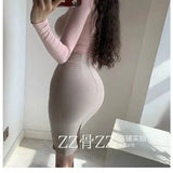 WOMENGAGA Mid Length Skirt For Elegance Apricot Slim Mini Dress Sweet Sexy Korean Women 2023 Skirts High Waist Fashion HGR0