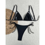 Sexy Mesh Sheer Bikini Female Swimsuit Women Swimwear High Leg Cut Strappy Bather Bathing Suit Swim Two-pieces Bikini set K8070