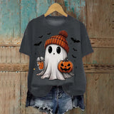 Cute Printed Halloween Shirt For Women Funny Crew Neck Short Sleeve Clothes Top Tee Shirts Halloween Cosplay Tops Humor T-Shirt
