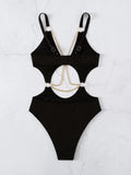 Cut-out Chain Linked One Piece Swimsuit Monokini Swimwear Women 2025 Bathers Padded Beachwear Bathing Swimming Suit Summer