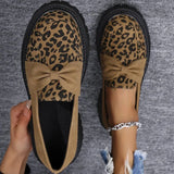 Leopard Faux Suede Loafers Shoes for Women Plus Size Platform Shoes Woman Bowknot Decoration Slip On Casual Shoes Mujer