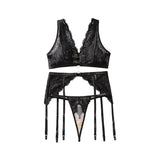 Lace see-through body shaping sexy three-point bra split three-piece set