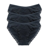 3Pcs/Set Women Lace Briefs Female Underpants Solid Color Pantys M-XL Soft Underwear Sexy Lingerie Intimates Cotton Panties
