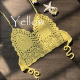 Sexy Crochet Crop Top Bikini Crop Top Women Crochet Boho Beach Camisoles Bikini Bralette Halter Cami Knitted Bra Backless