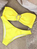 XS - L Metal Ring Bandeau Bikini Women Swimwear Female Swimsuit Two-pieces Bikini set Brazilian High Cut Bathing Suit Swim Lady