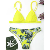 Leaves Print Bikinis Set For Women Swimwear 2024 Padded Push-Up Beachwear Bather Bathing Set Beachwear Summer Bikini Set Femme